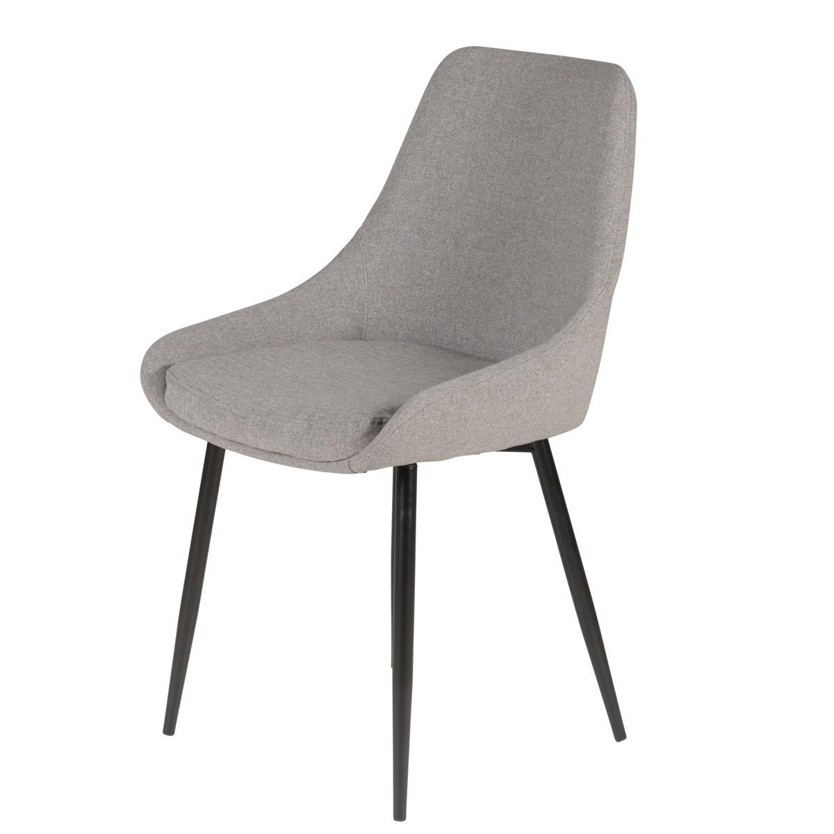 Chaise plan de travail tissu gris clair piètement métal BARI